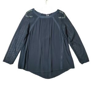 Nine 1 Eight Women’s Black Lace Long Sleeve Tunic Top Whimsical Size Small